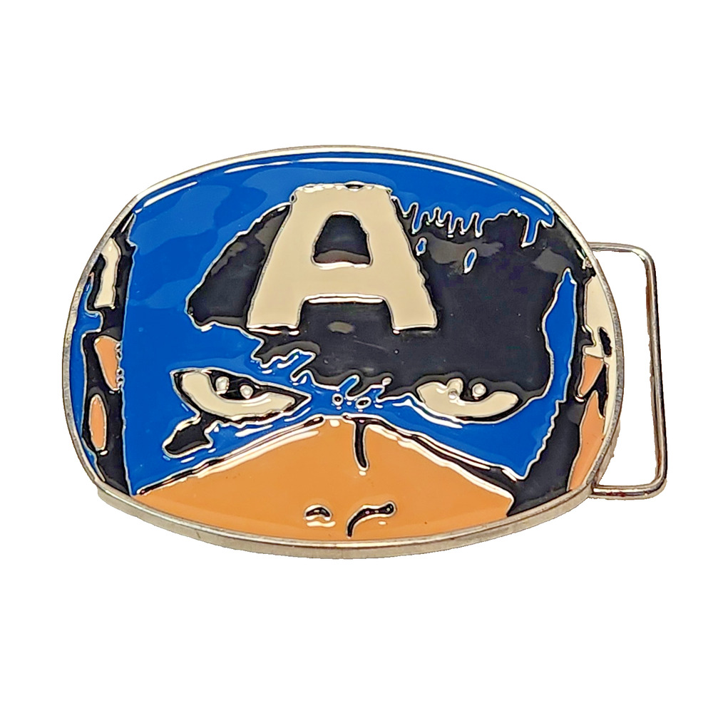 2010 Marvel Vintage Captain America Cartoon Masked Face Metal Belt Buckle